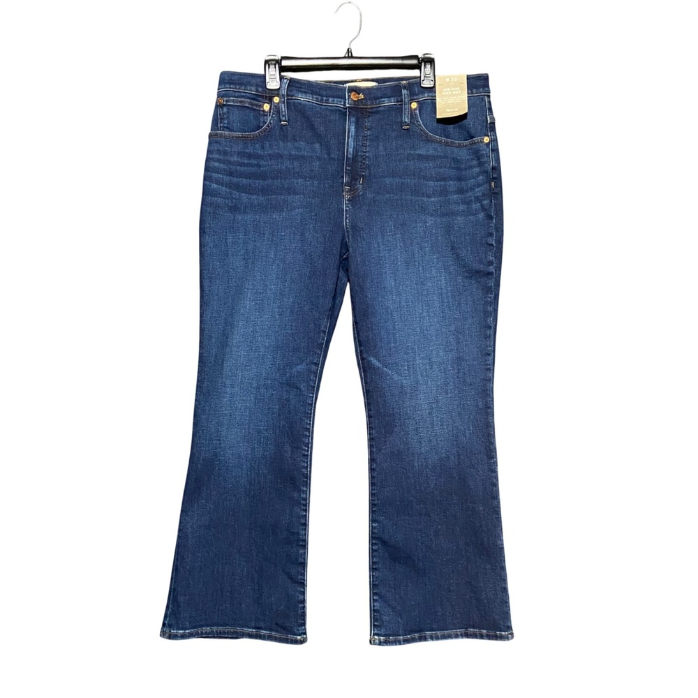Madewell Women's 33 Mid Rise Kick Out Jeans Dark Wash Magic Pockets Ankle Length